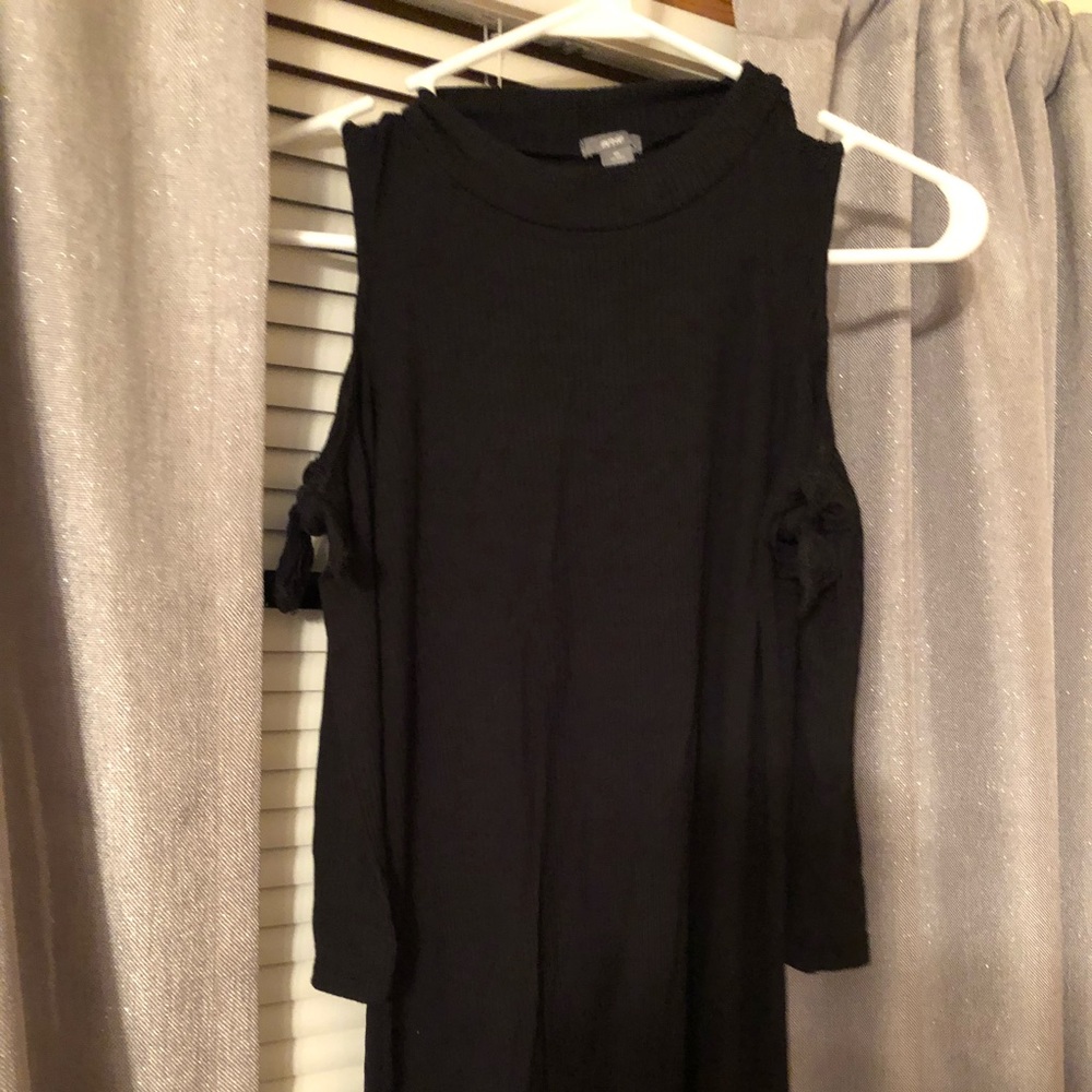 Black cold shoulder dress